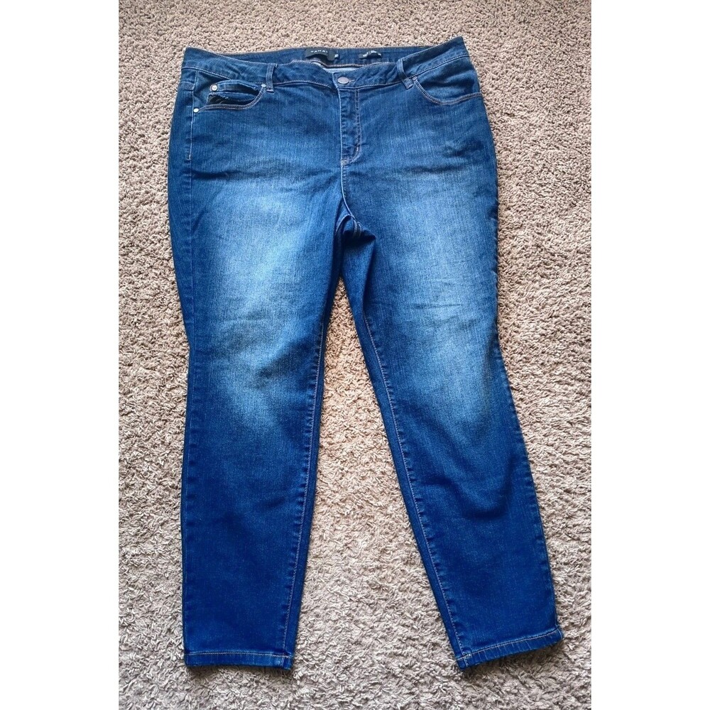 Tahari Kelly Classic Skinny Denim Jeans Womens Size 20W Blue Mid-Rise Crop